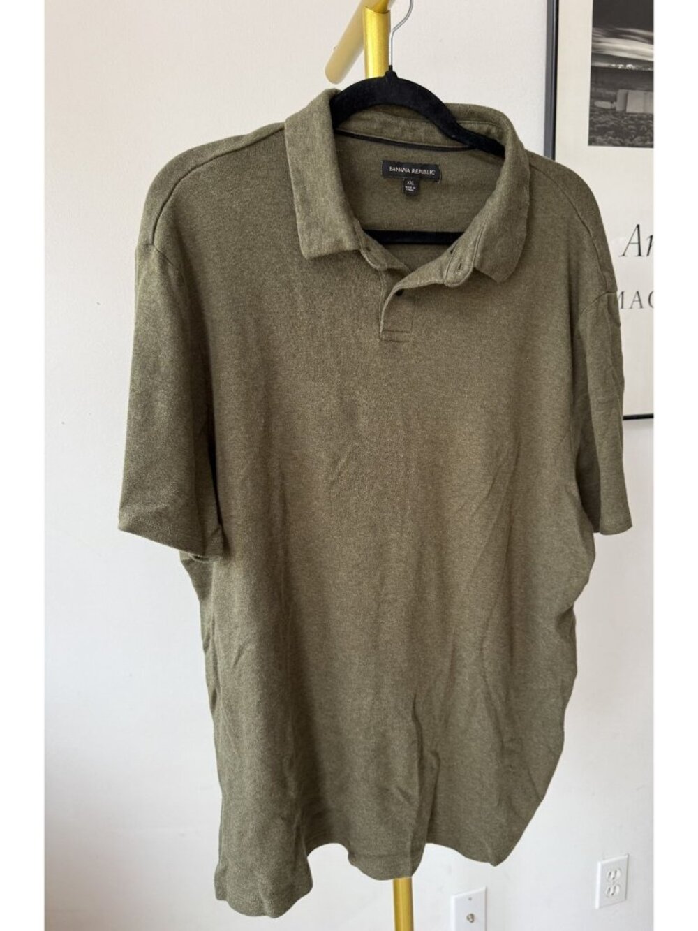 Banana Republic Mens XXL Green Polo Shirt Cotton Classic Casual Short Sleeve
